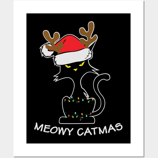 Meowy Catmas Ugly Christmas Sweater Gift for Cat Lovers Wall Art by BadDesignCo